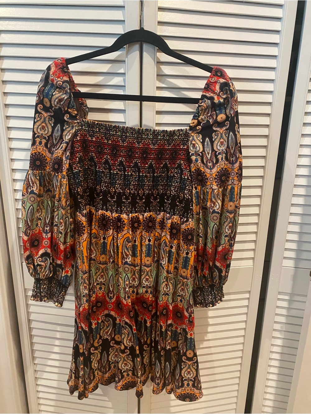 Alice + Olivia Yellow and Black Textured Smocked Top